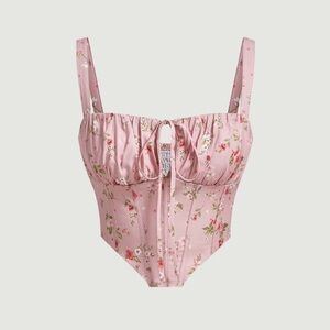 Floral Pink Corset Tank Top